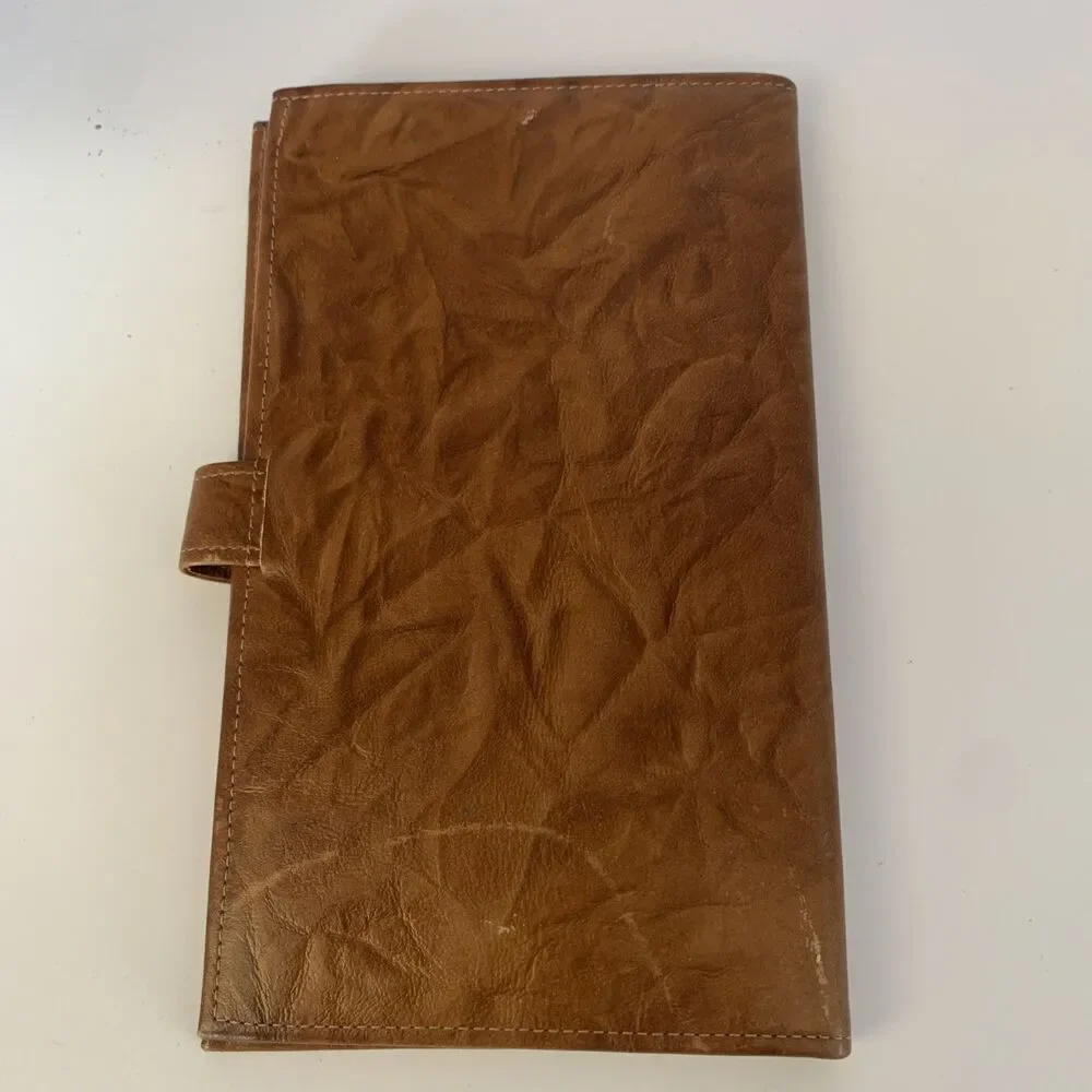 Vintage Wallet Tan/Brown Cowhide Leather Passport/Ticket Holder 1960's Style 7X4